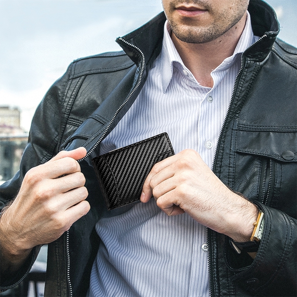 Men' Slim Money Clip Wallet - CARBON - 4
