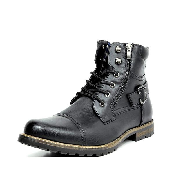 Men's Motorcycle Combat Boots With A Casual Vibe - BLACK -  0