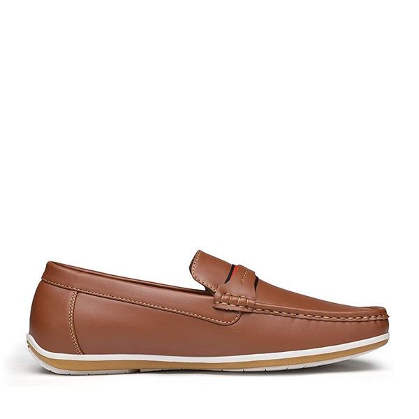 Men's PU Leather Driving Moccasins Loafers - TAN - 2