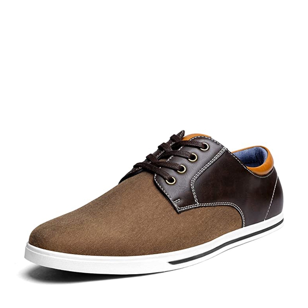 Men's Casual Oxford-Inspired Sneakers - DARK BROWN -  0