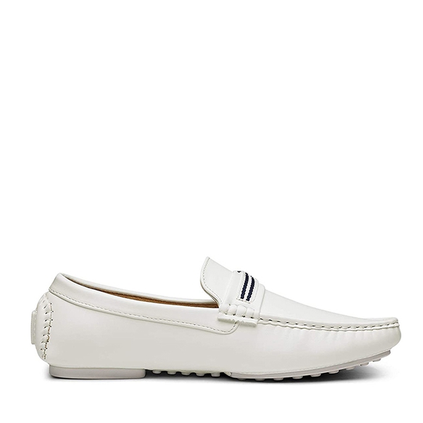 Men's Classic Moccasin Loafers - WHITE PU - 2