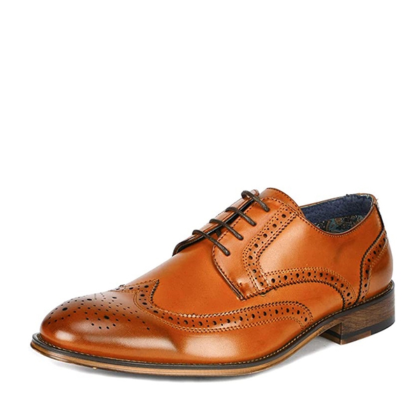 Men's Elegant Wingtip PU Leather Shoes - BROWN -  0