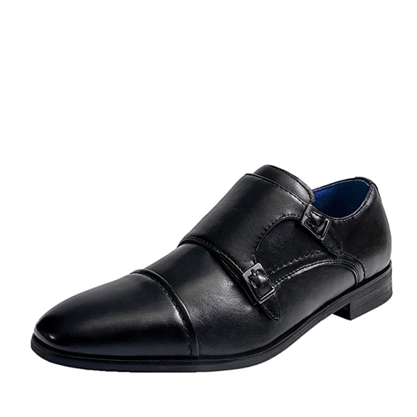 Men's Sleek Modern Monk Strap Oxfords - BLACK -  0