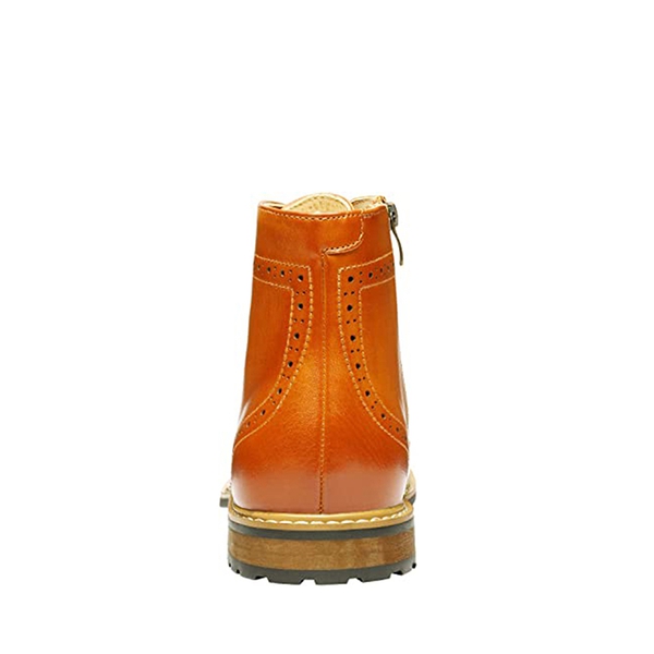 Men's Classic Wingtip Side Zipper Ankle Boots - BROWN - 4
