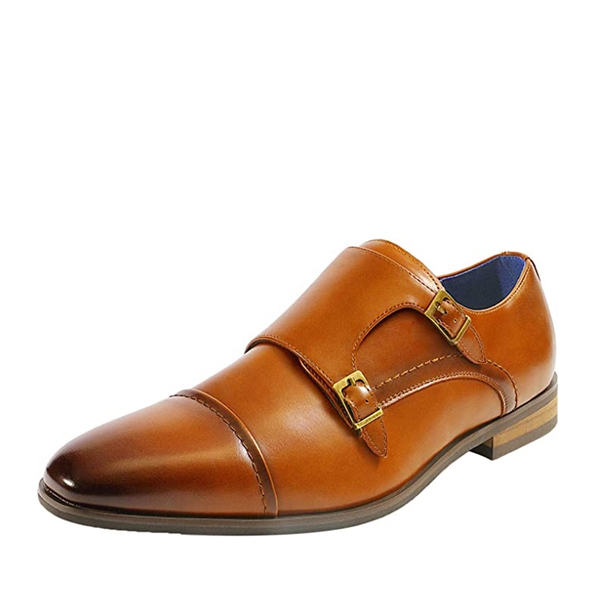 Men's Sleek Modern Monk Strap Oxfords - CAMEL -  0