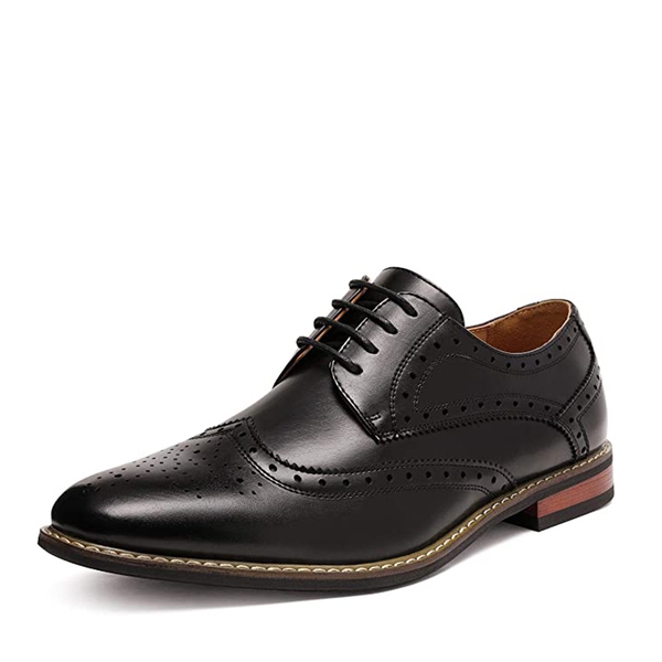 Men's Sophisticated Wingtip Dress Shoes - BLACK -  0