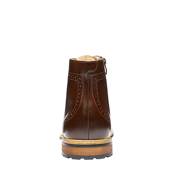 Men's Classic Wingtip Side Zipper Ankle Boots - DARK BROWN - 4