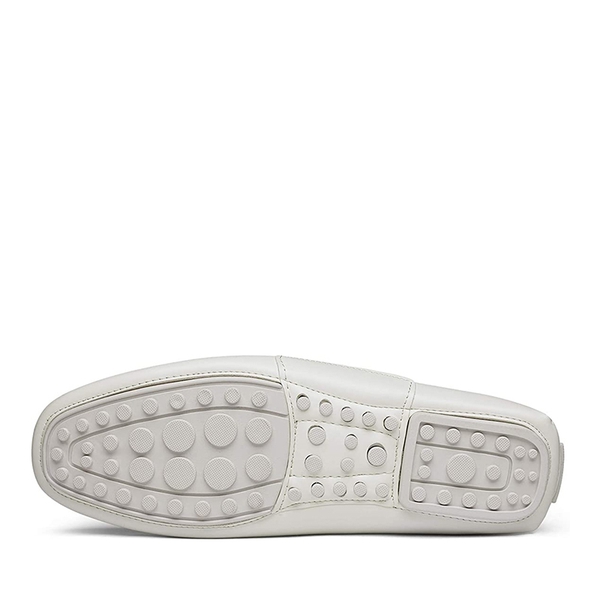 Men's Classic Moccasin Loafers - WHITE PU - 4