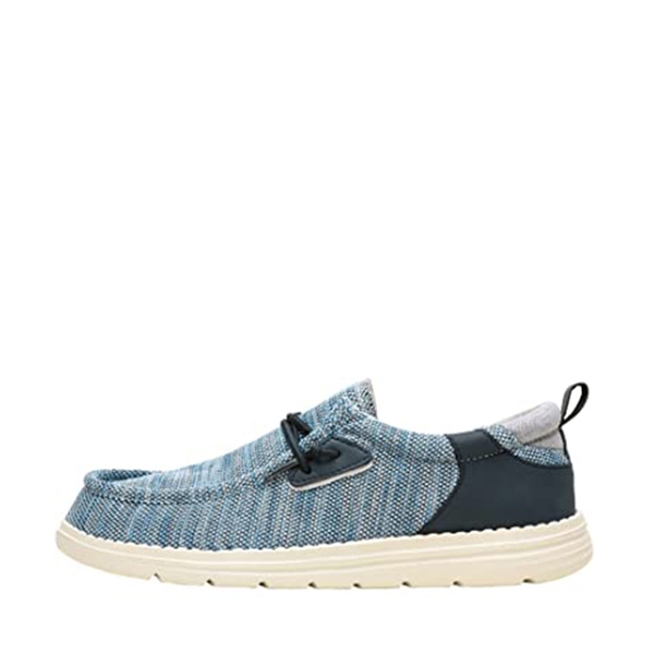 Men's Breathable Knitted Slip On Loafers - BLUE - 1