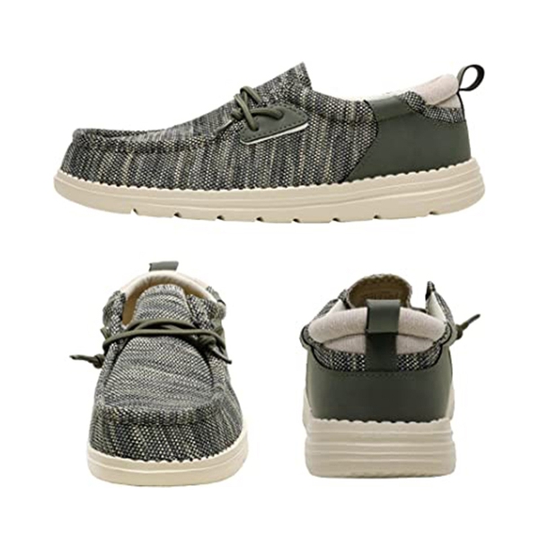 Men's Breathable Knitted Slip On Loafers - OLIVE GREEN - 4