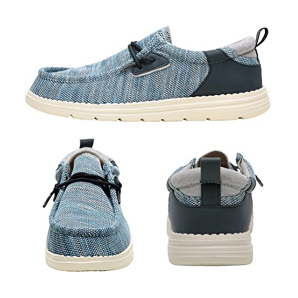 Men's Breathable Knitted Slip On Loafers - BLUE - 4