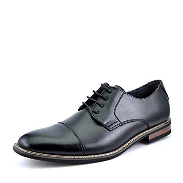 Men's Vegan Leather Formal Oxford Shoes - BLACK -  0