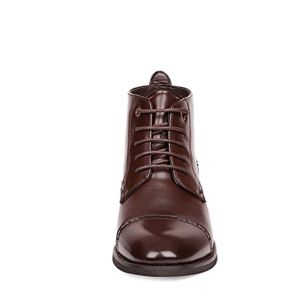 Men's Classic Cap Toe Oxford Ankle Boots - DARK BROWN - 4