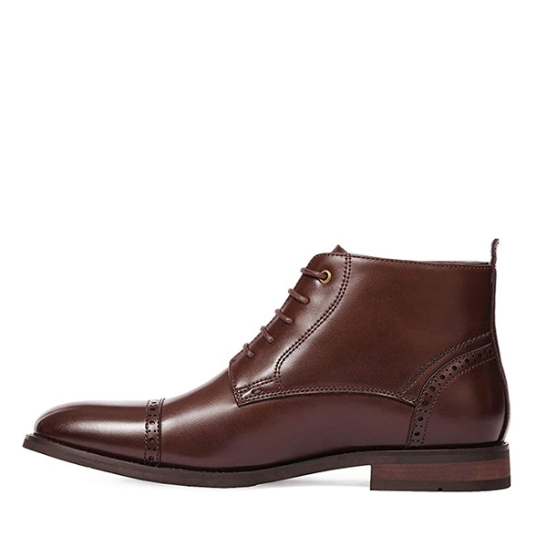 Men's Classic Cap Toe Oxford Ankle Boots - DARK BROWN - 1