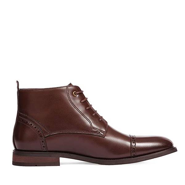 Men's Classic Cap Toe Oxford Ankle Boots - DARK BROWN - 2
