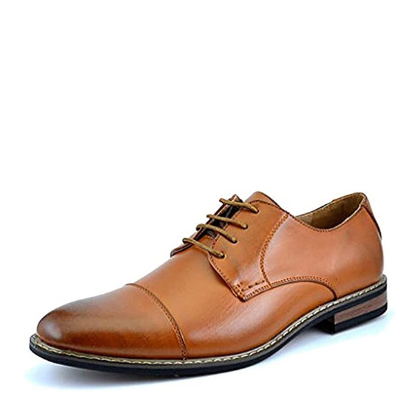Men's Vegan Leather Formal Oxford Shoes - BROWN -  0