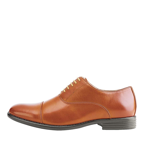 Men's Dress Cap Toe Lace Up Oxfords - BROWN - 2