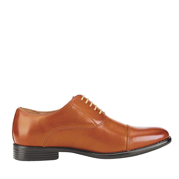 Men's Dress Cap Toe Lace Up Oxfords - BROWN - 1