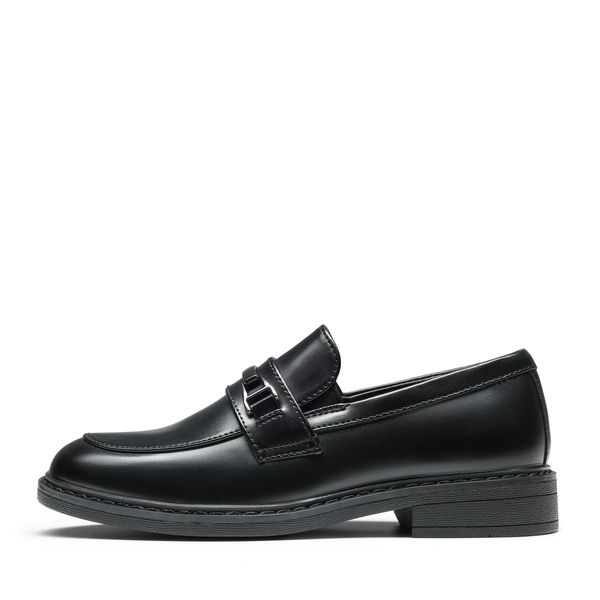 Boys' Classic Synthetic Leather Slip-On Loafers  - BLACK - 1