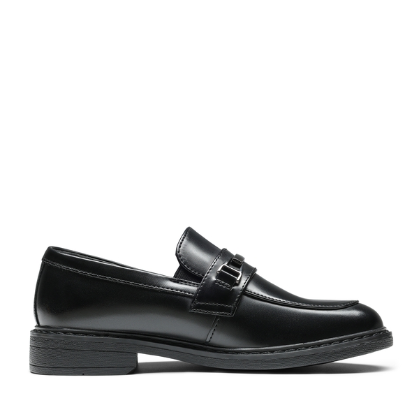 Boys' Classic Synthetic Leather Slip-On Loafers  - BLACK - 2
