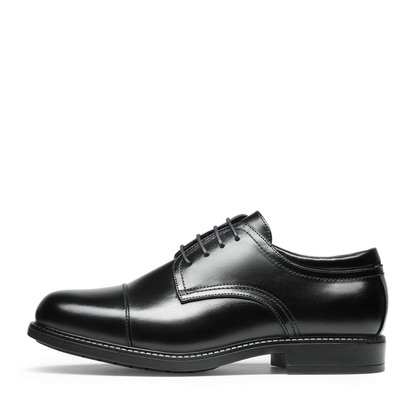 Men's Wide-Fit Cap Toe Oxford Shoes - BLACK - 1