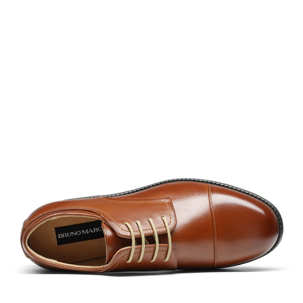 Men's Wide-Fit Cap Toe Oxford Shoes - BROWN - 3