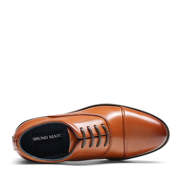 Boys' Handsome Cap Toe Dress Oxfords - BROWN - 2