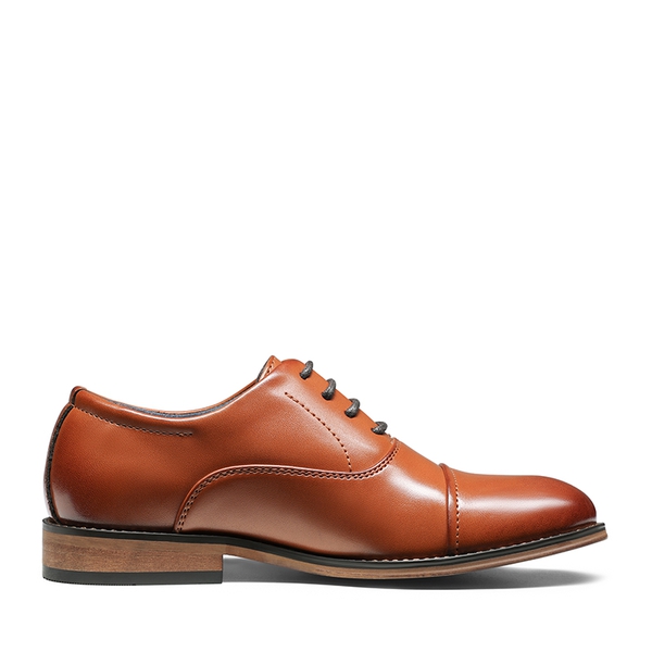 Boys' Handsome Cap Toe Dress Oxfords - BROWN - 1