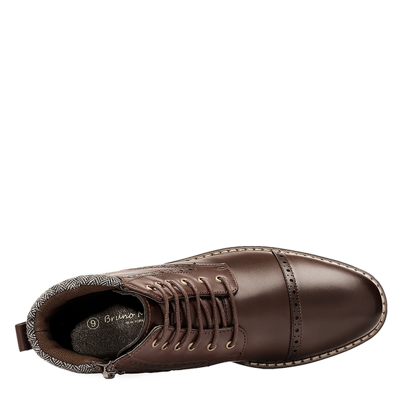 Men's Side Zipper Dress Ankle Boots - DARK BROWN - 5