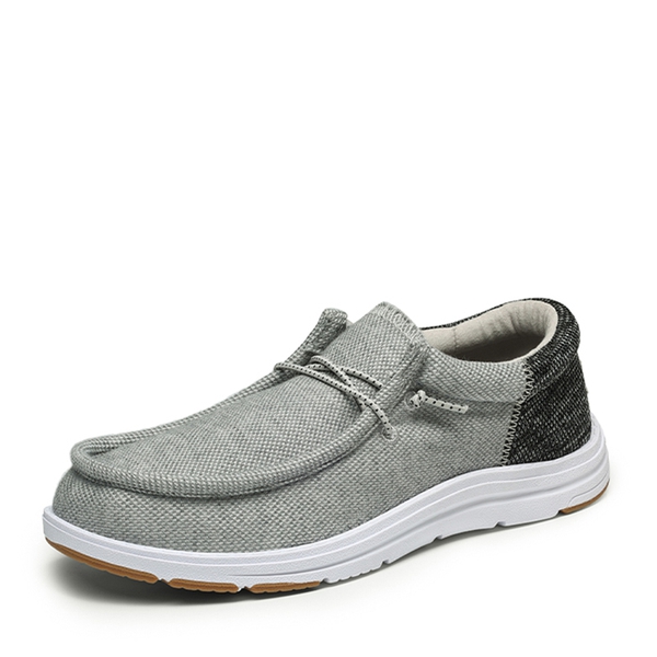 Men's Knitted Fabric Slip On Casual Loafers - GREY -  0