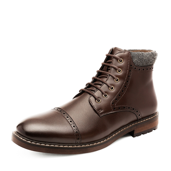 Men's Side Zipper Dress Ankle Boots - DARK BROWN -  0