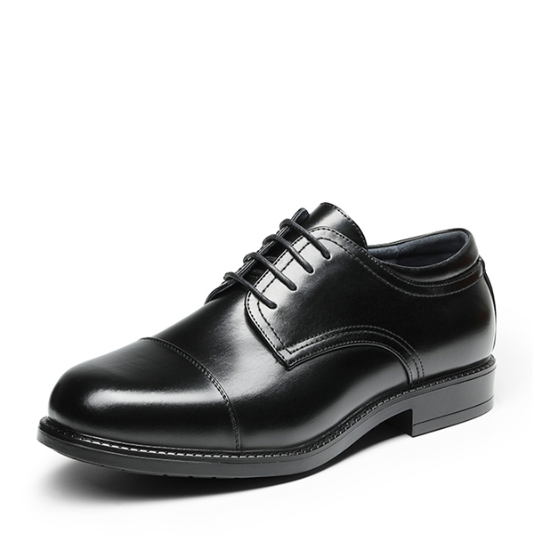 Men's Wide-Fit Cap Toe Oxford Shoes - BLACK -  0