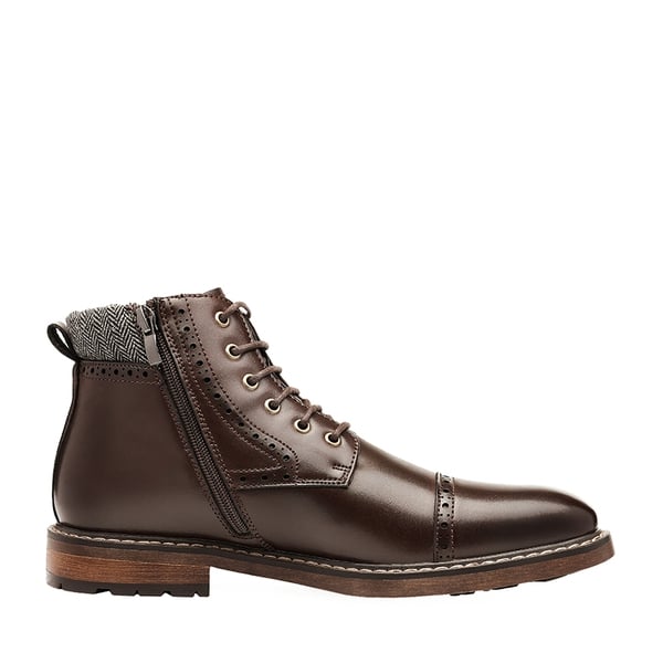 Men's Side Zipper Dress Ankle Boots - DARK BROWN - 2