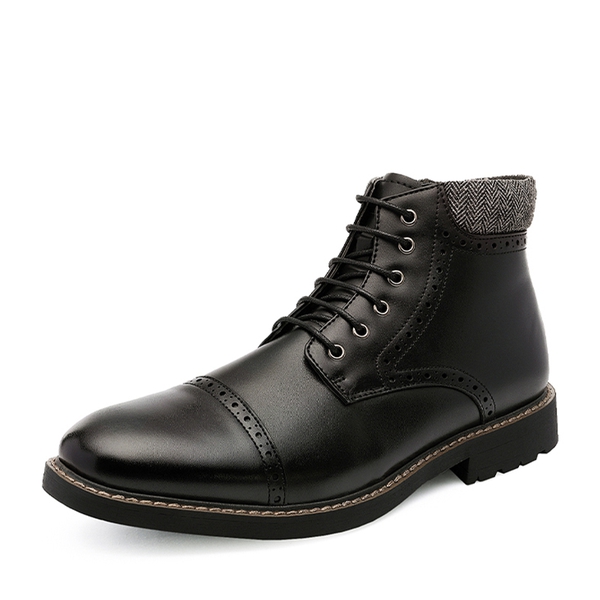 Men's Side Zipper Dress Ankle Boots - BLACK -  0