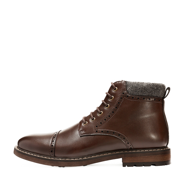 Men's Side Zipper Dress Ankle Boots - DARK BROWN - 1