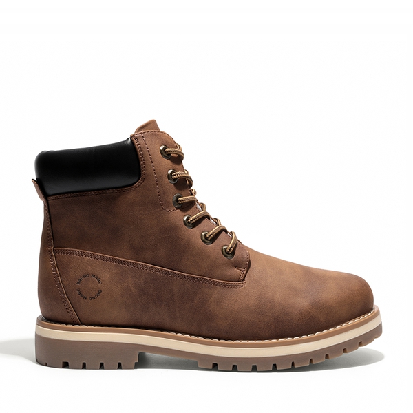 Men's Water-Repellent Combat Snow Boots - BROWN - 1