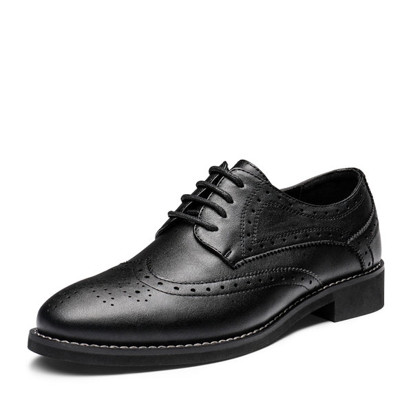 Women's Sleek Wingtip Brogue Shoes - BLACK -  0