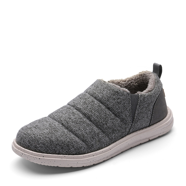 Men's Warm Faux Fur Slip-On Loafers - GREY -  0