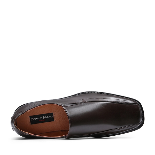 Men's Smart Square Toe Slip On Loafers - DARK BROWN - 3