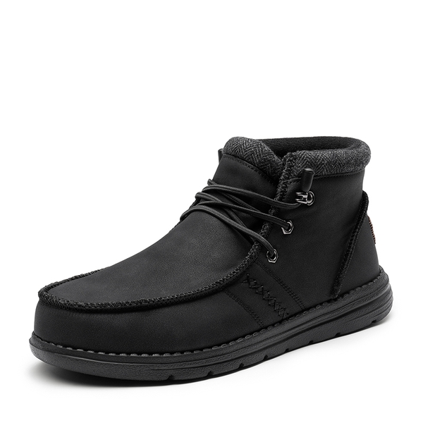 Men's Velvet-Lined Slip On Winter Boots - BLACK -  0