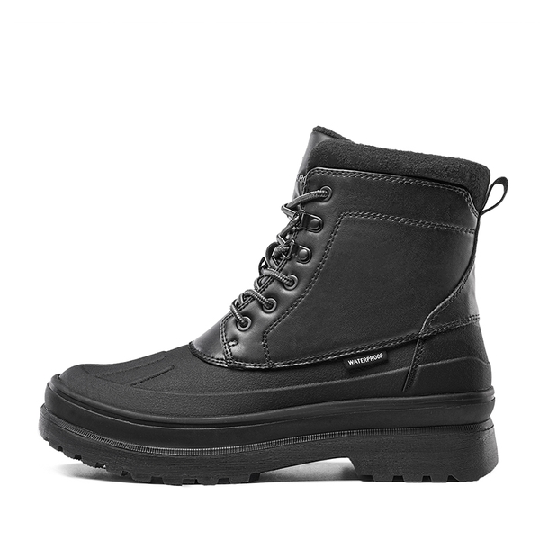 Men's Winter Insulated Fur Snow Boots - BLACK - 1