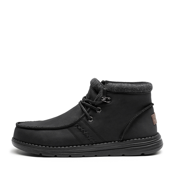 Men's Velvet-Lined Slip On Winter Boots - BLACK - 1