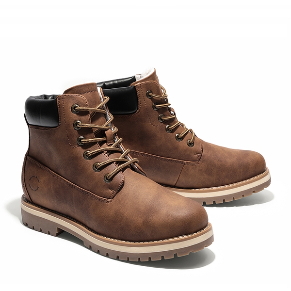 Men's Water-Repellent Combat Snow Boots - BROWN - 5