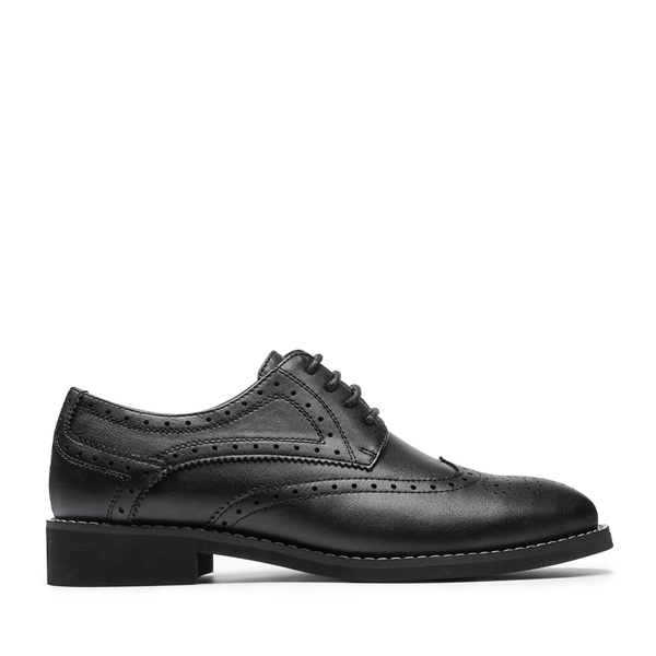 Women's Sleek Wingtip Brogue Shoes - BLACK - 1