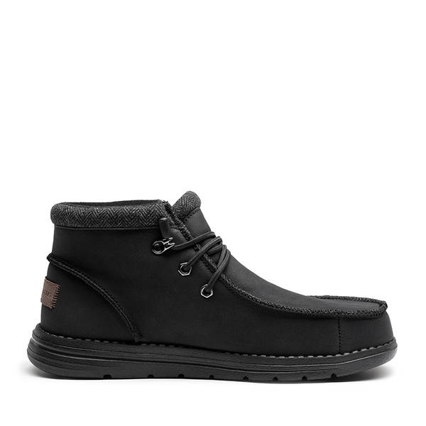 Men's Velvet-Lined Slip On Winter Boots - BLACK - 2