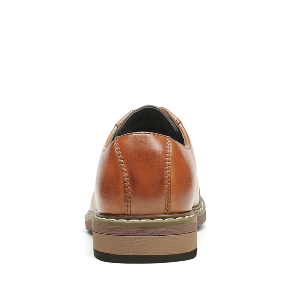 Boys' Vegan Leather Cap-Toe Dress Shoes - BROWN - 3
