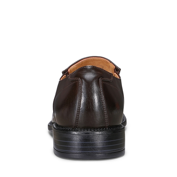 Men's Smart Square Toe Slip On Loafers - DARK BROWN - 5