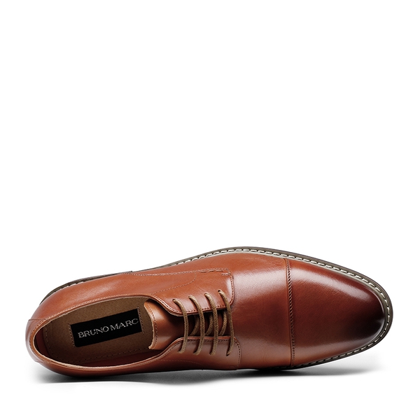 Men's Sophisticated Cap Toe Derby Shoes - BROWN - 3