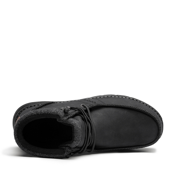 Men's Velvet-Lined Slip On Winter Boots - BLACK - 3