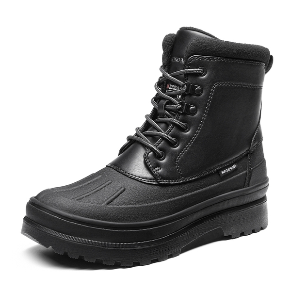 Men's Winter Insulated Fur Snow Boots - BLACK -  0